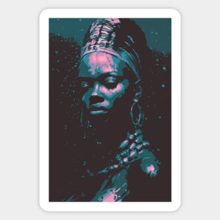 woman, paint, body, female, african, gold, portrait Sticker